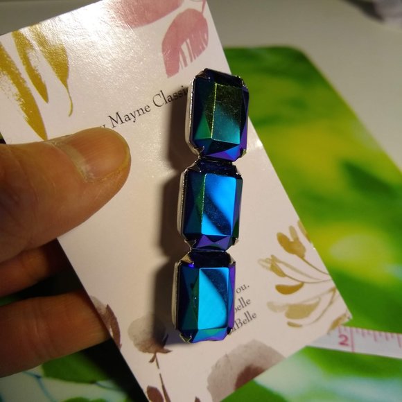 vintage 80s 3 piece iridescent oil slick layering necklaces brooch set - Picture 4 of 12